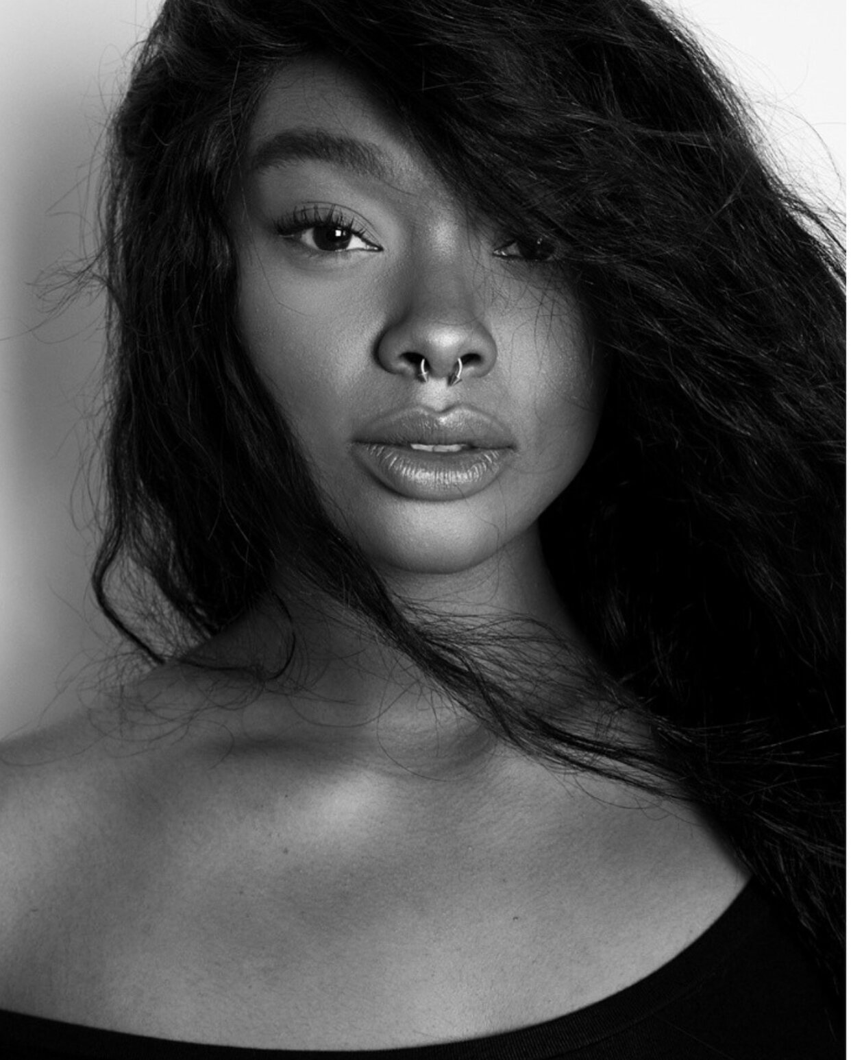 Black and white editorial portrait